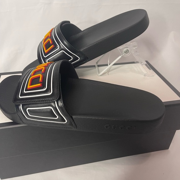Gucci leather black slippers mens size US 6( Gucci size 6, women size US 8) new - Picture 6 of 16